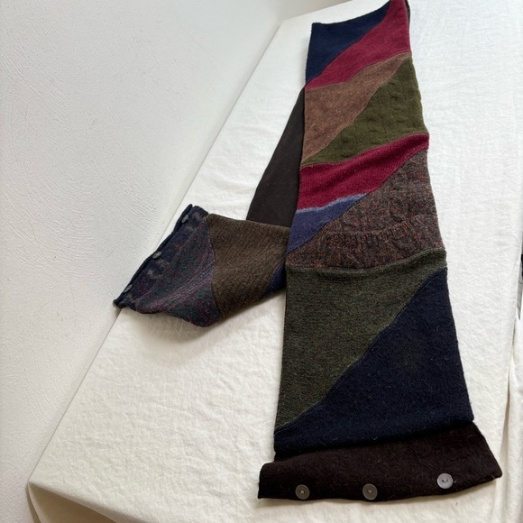 Patchwork Boho Handmade Artisan Lagenlook Upcycled Lambswool Fleece Knit Scarf - Picture 13 of 13